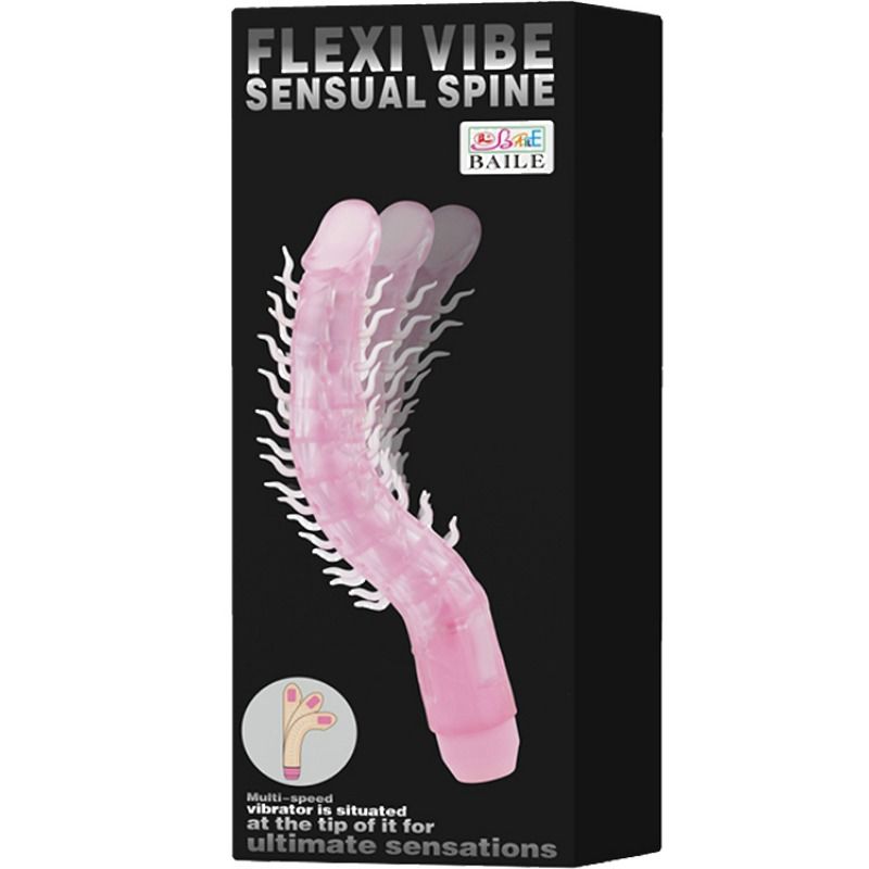 Dildo vibrante flessibile Baile Spine Flexi Vibe lilla, 23,5 cm, con superficie liscia e design ergonomico per piacere sensuale.