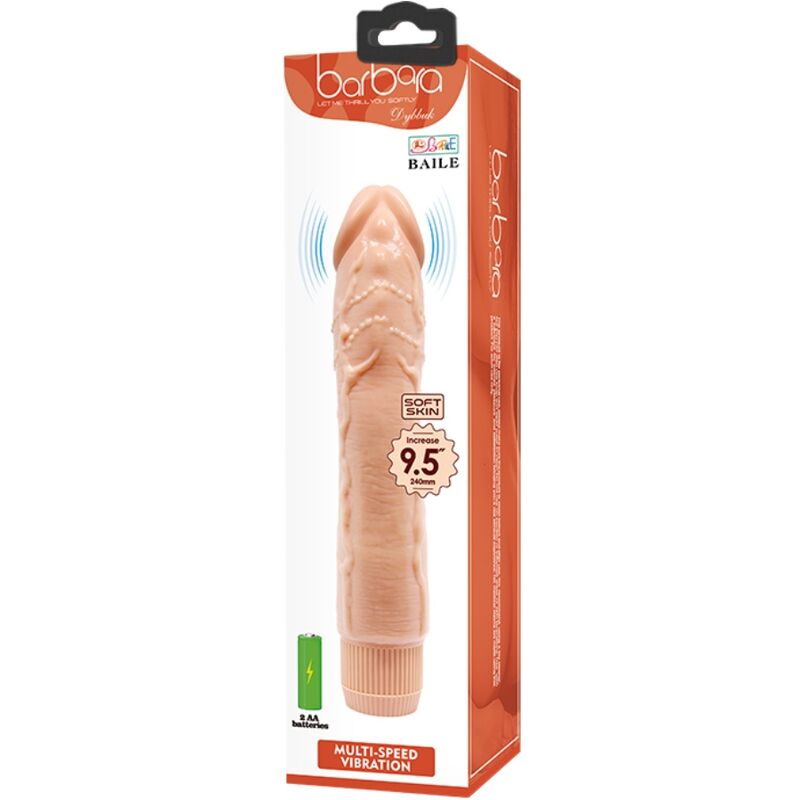 Vibratore realistico BAILE Dybbuk in colore carne, lunghezza 24 cm, con dettagli anatomici naturali per uso personale.