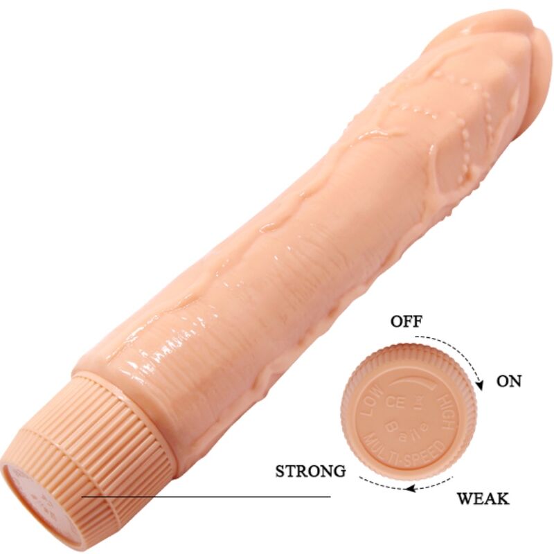 Vibratore realistico BAILE Dybbuk da 24 cm colore carne, design dettagliato e morbido per stimolazione sensoriale.