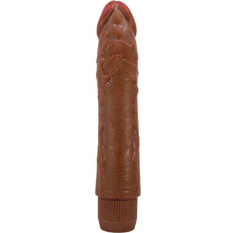 Vibratore realistico BAILE Dybbuk da 24 cm in colore mulatto, silicone morbido e dettagli realistici per massaggi e piacere.