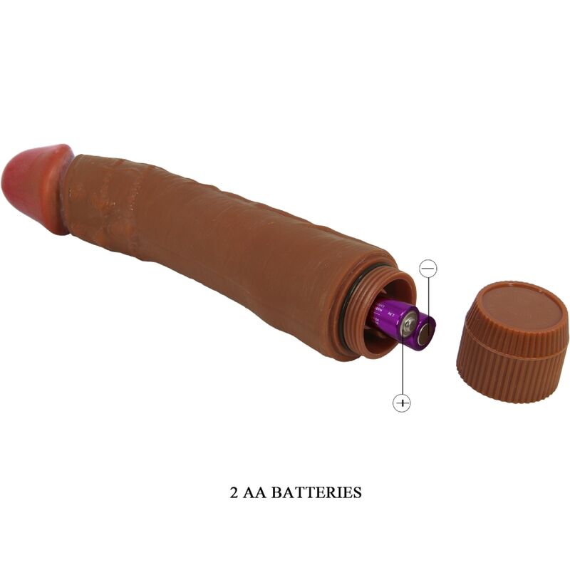 Vibratore realistico BAILE Dybbuk da 24 cm, design mulatto, con dettagli realistici e forma ergonomica.
