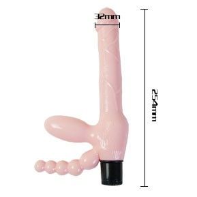 Imbragatura senza corda BAILE TPR con vibrazione e stimolazione anale, lunghezza 25,4 cm, in materiale morbido e resistente.