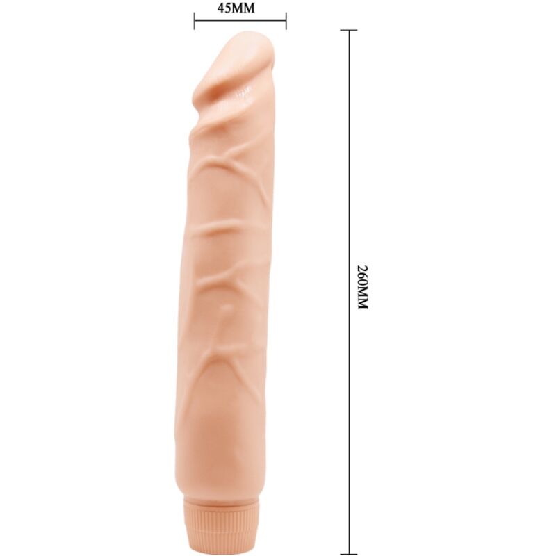 Vibratore realistico BAILE Jack da 26 cm colore carne, dettagli realistici, con forma anatomica e superficie liscia.