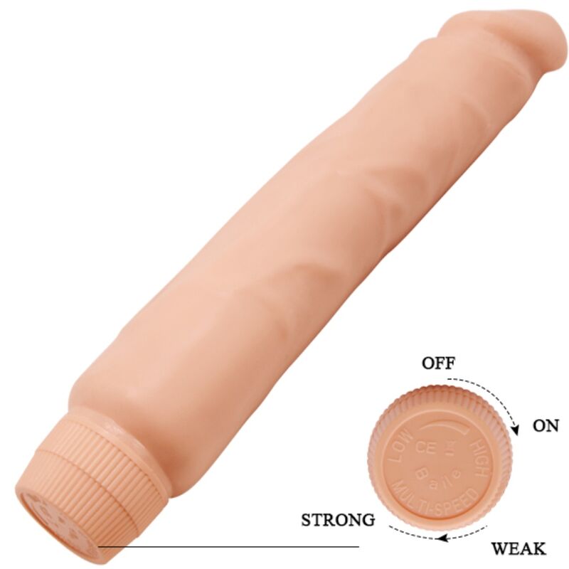 Vibratore realistico BAILE Jack da 26 cm in colore carne, con dettagli anatomici e design morbido e realistico.