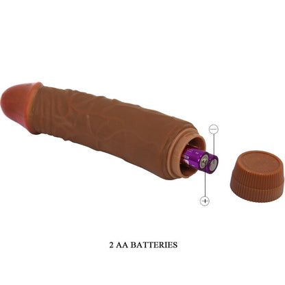 Vibratore realistico BAILE Jeff da 19,5 cm in colore mulatto, design dettagliato e naturale, ideale per piacere personale.