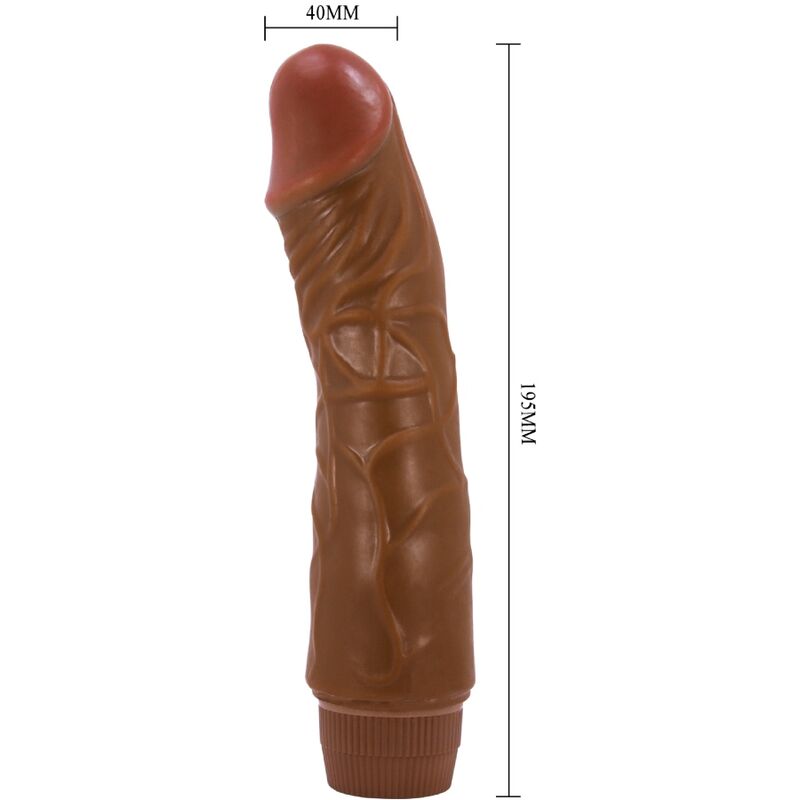 Vibratore realistico BAILE Jeff da 19,5 cm, design mulatto, con dettagli realistici, ideale per stimolazione e piacere personale.