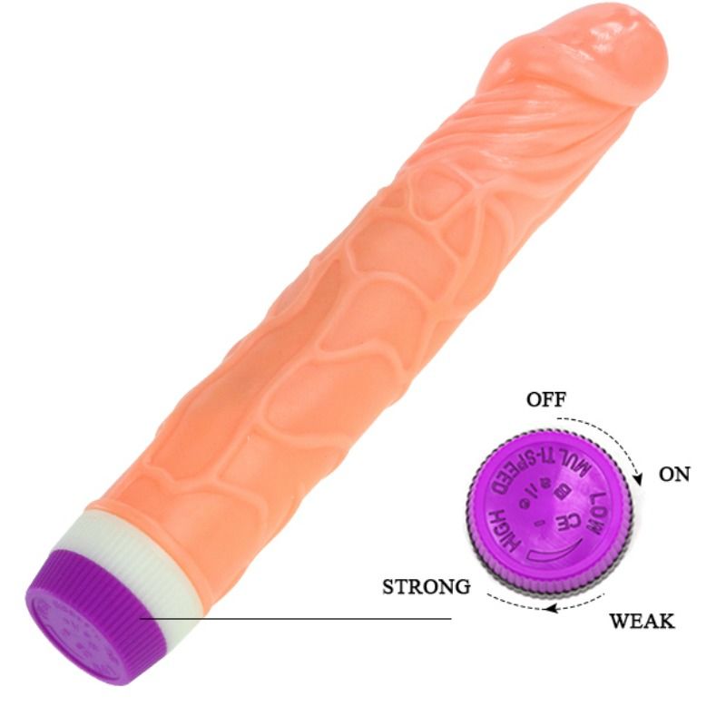 Vibratore realistico BAILE Ondes di Piacere, lunghezza 22,5 cm, con superficie dettagliata e design anatomico.