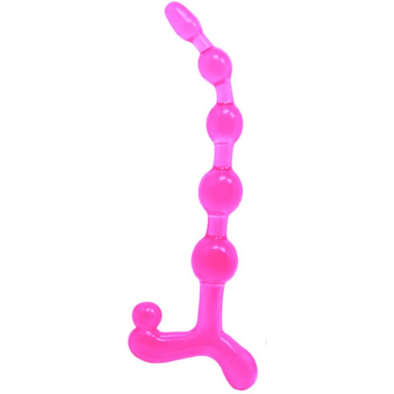 Sfere anali rosa flessibili BAILE Twist, morbide e flessibili, ideali per il piacere e l'esplorazione.