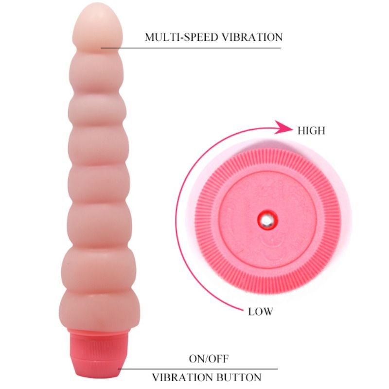 Vibratore flessibile BAILE Flexi Vibe con spine sensuale, lungo 19 cm, in silicone morbido e realistico, con design ergonomico.