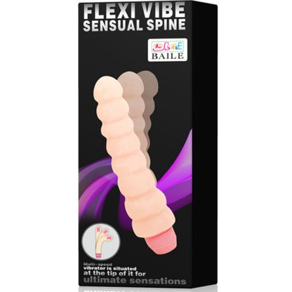 Vibratore flessibile BAILE Flexi Vibe Sensual Spine, 19 cm, con forma sinuosa e superficie liscia per massaggi e piacere.