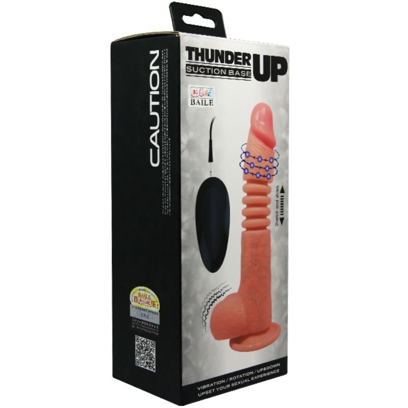 Vibratore multifunzione BAILE Thunder Up con dettagli eleganti e superficie liscia, ideale per stimolazione e piacere personale.