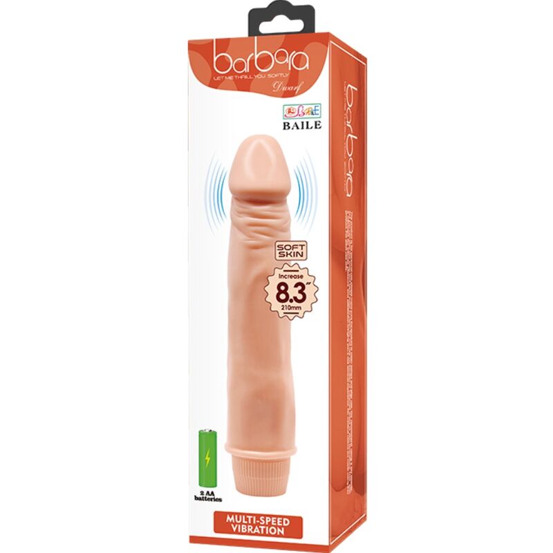 Vibratore realistico BAILE Nano da 21 cm in colore carne, design dettagliato e naturale, ideale per stimolazione.