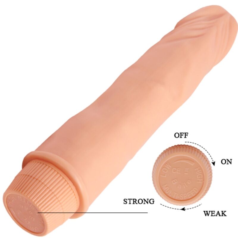 Vibratore realistico BAILE Nano da 21 cm colore carne, dettagli anatomici e design ergonomico, per stimolazione personale.