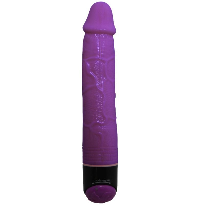 Vibratore realistico BAILE colorato lilla da 23 cm, design dettagliato e materiale morbido, ideale per stimolazione e piacere.