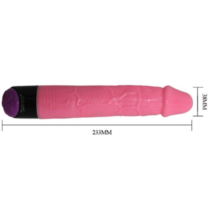 Vibratore sex realistico colorato rosa da 23 cm del marchio BAILE, con dettagli realistici e design accattivante.