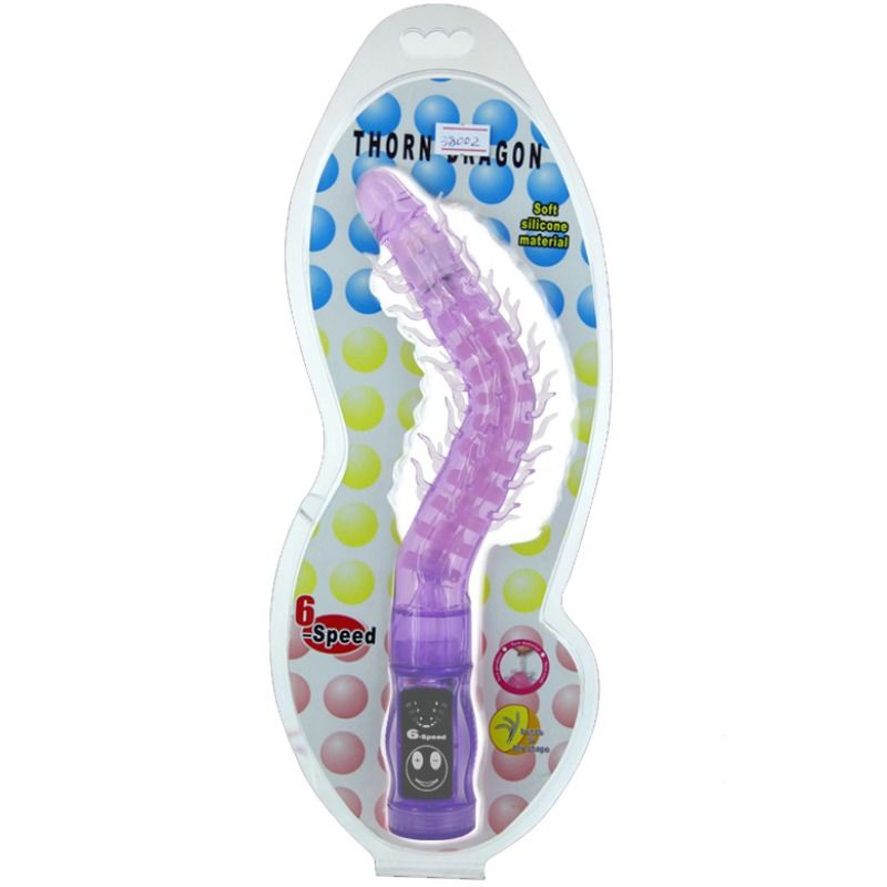 Vibratore stimolatore BAILE Thorn Lilla con design elegante e dettagli colorati, ideale per il piacere personale.