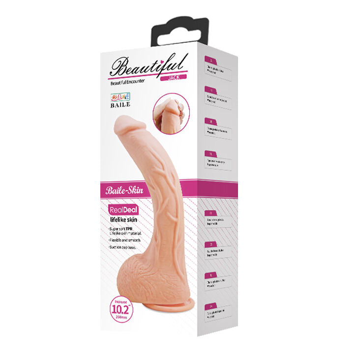 Dildo BAILE Beautiful Jack di 26 cm, modello realistico di marca BAILE DILDOS, con dettagli realistici e superficie liscia.