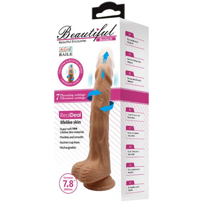 Dildo vibrante e rotante BAILE Bellissimo Incontro Bodach, 20 cm, con superficie dettagliata e motore potente, in silicone morbido