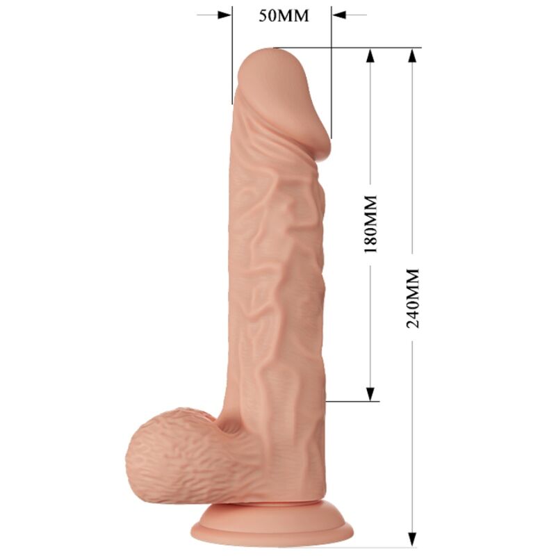 Dildo naturale BAILE Bellissimo Incontro Buraq con vibrazione, lunghezza 24 cm, dettagli realistici e design elegante