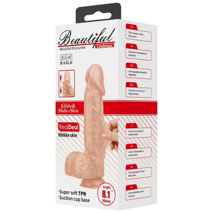 Dildo realistico flessibile BAILE Bellissimo Incontro Catoblepas, lunghezza 20,6 cm, colore naturale, dettagli realistici.