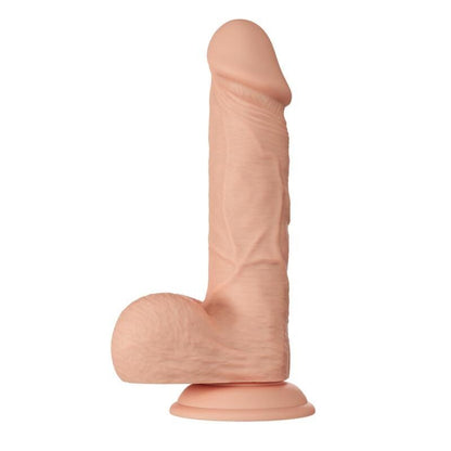 Dildo realistico flessibile BAILE Bellissimo Incontro Bahamut, 21,8 cm, colore naturale, dettaglio di superficie stimolante.