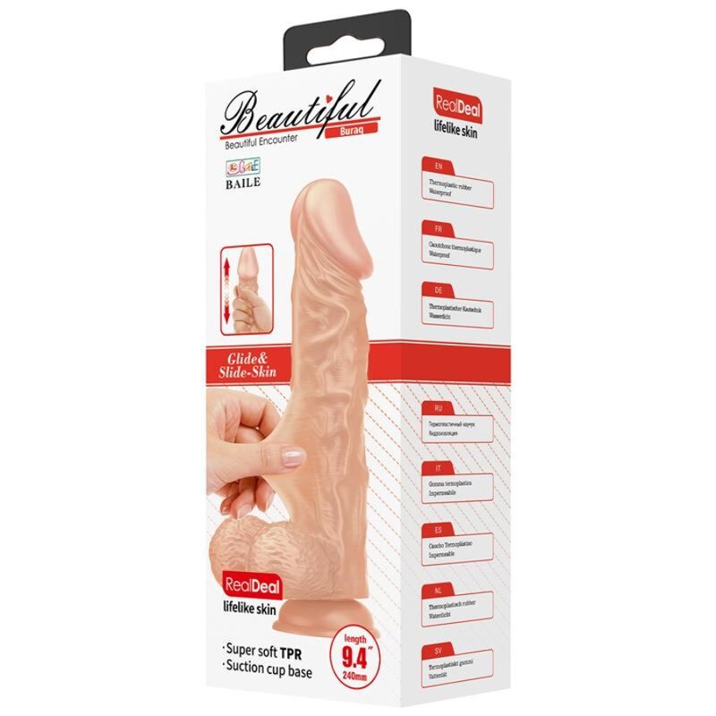 Dildo realistico flessibile BAILE BELLISSIMO INCONTRO Buraq, 24 cm, colore naturale, design dettagliato per un'esperienza realistica