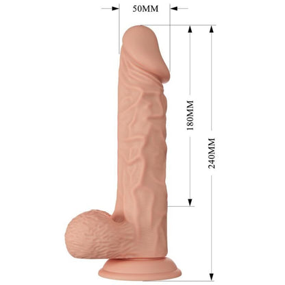 Dildo realistico e flessibile BAILE BELLISSIMO INCONTRO Buraq 24 cm in silicone naturale, con dettagli realistici.