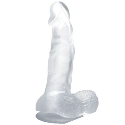 Dildo realistico BAILE con ventosa e testicoli trasparente, lunghezza di 16,7 cm, visibile immagine dettagliata.