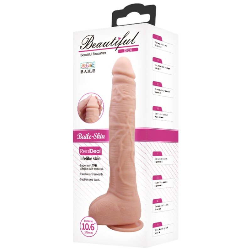 Dildo realistico flessibile BAILE DILDOS, dettagliato e morbido, con superficie liscia e forma anatomica.