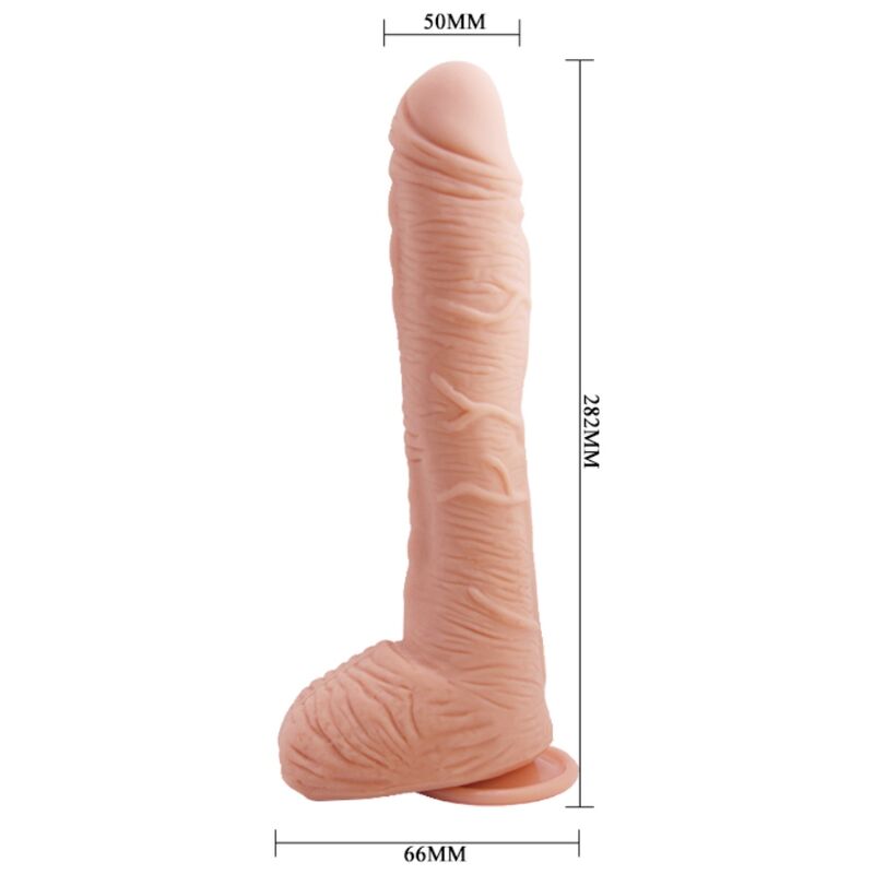 Dildo realistico in pelle BAILE Alex, lungo 27 cm, con dettagli realistici e finitura morbida, ideale per stimolazione piacevole.