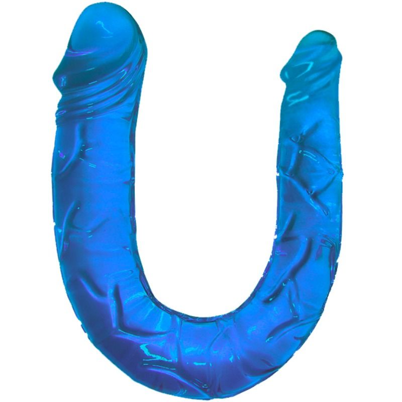 Doppio dildo blu BAILE DILDOS con design realistico, dettagli anatomici e superficie liscia, per esperienze di piacere intenso.