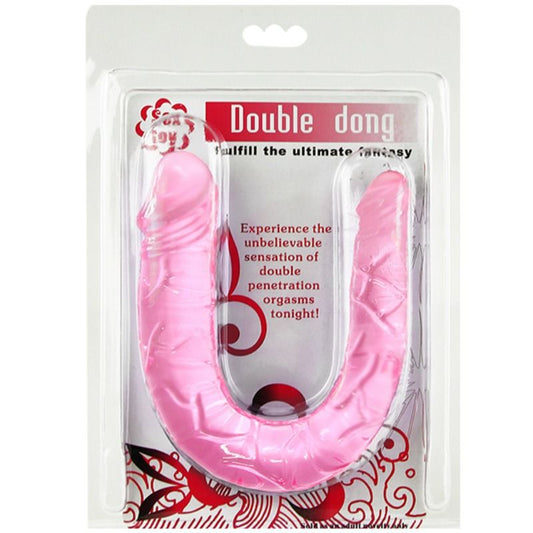 Dildo rosa doppio BAILE DILDOS con due penne di diverse dimensioni, dettagli realistici e superficie liscia.
