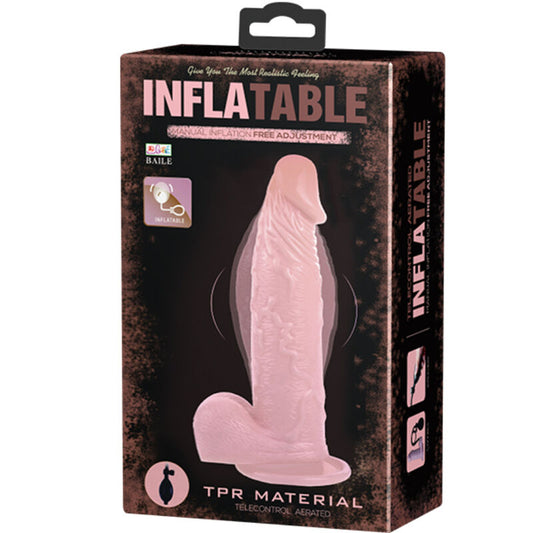 Dildo gonfiabile realistico da 15 cm con ventosa, marca Baile Dildos, mostrato in immagine.