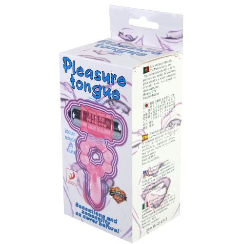 Anello in silicone rosa BAILE FOR HIM con vibrazione e 10 ritmi di lingua, progettato per stimolazione e piacere.