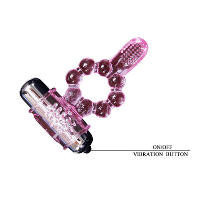 Anello in silicone rosa con vibrazione e 10 ritmi di lingua, prodotto BAILE for Him, visibile dall'immagine.