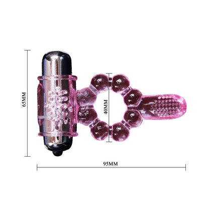 Anello in silicone rosa con vibrazione e 10 ritmi di lingua, prodotto da BAILE FOR HIM.
