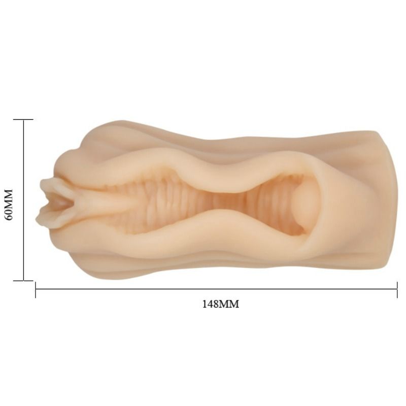 Mini masturbatore maschile BAILE FOR HIM, design labbra e vagina, dettagli realistici, materiale morbido, utilizzo facile e discreto.