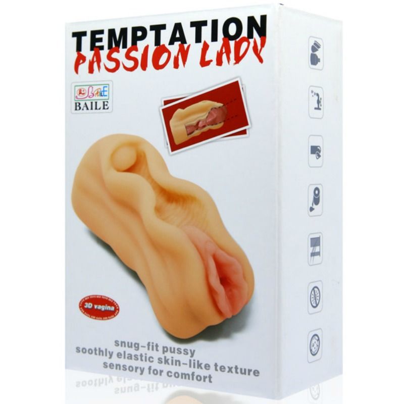 Mini masturbatore maschile BAILE FOR HIM con design labbra e vagina, realistico e compatto, ideale per piacere personale.