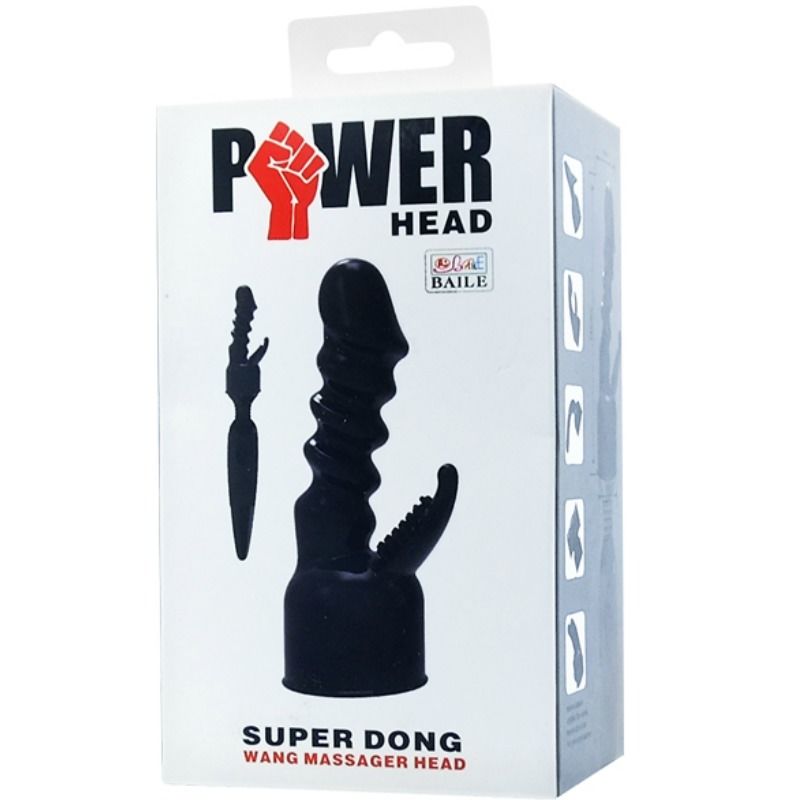 Testa potente intercambiabile BAILE POWER HEAD per stimolazione interna e del clitoride, design ergonomico e funzionale.