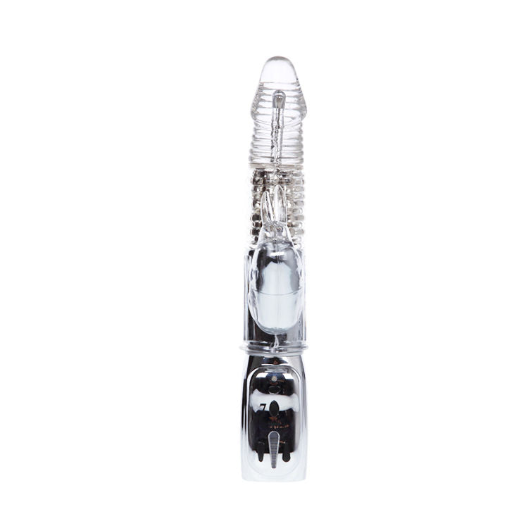 Missile trasparente rotante BAILE AMOUR da 26,5 cm, giocattolo vibrante in vetro con design elegante e superficie liscia.