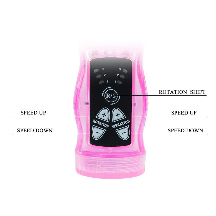 Mini coniglio amatoriale intimo BAILE ROTATIONS, colore lilla, dettaglio di un giocattolo erotico in silicone per adulti.