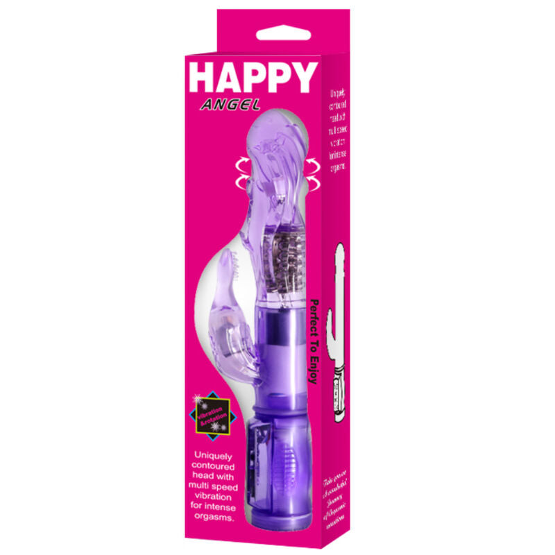 Mini rotatore Baile con coniglio Happy Angel lilla, giocattolo rotante con figura di coniglio colorato in plastica.