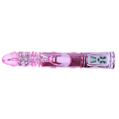 Rotatore rampante rosa BAILE ROTATIONS con coniglietto e pulsante, giocattolo in plastica per bambini.