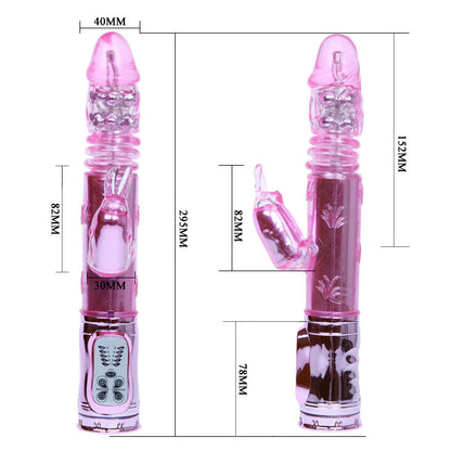 Rotatore rampante rosa BAILE ROTATIONS con coniglietto e pulsante, giocattolo interattivo per bambini, design colorato e divertente