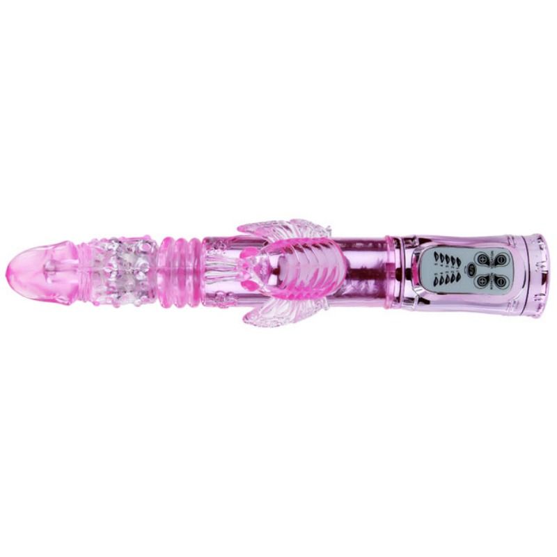 Vibratore ricaricabile BAILE ROTATIONS con rotazione e stimolatore a farfalla, pulsante di controllo, design elegante e funzionale.