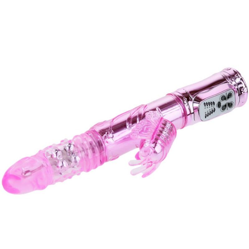 Vibratore ricaricabile BAILE ROTATIONS con rotazione e stimolatore a farfalla, pulsante, design ergonomico e funzionale.