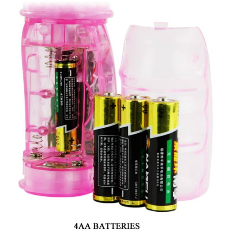 Vibratore rabbit Baile Rotations con rotazione, multive e multirotazione, in silicone rosa con controllo di velocità e modalità multiple.