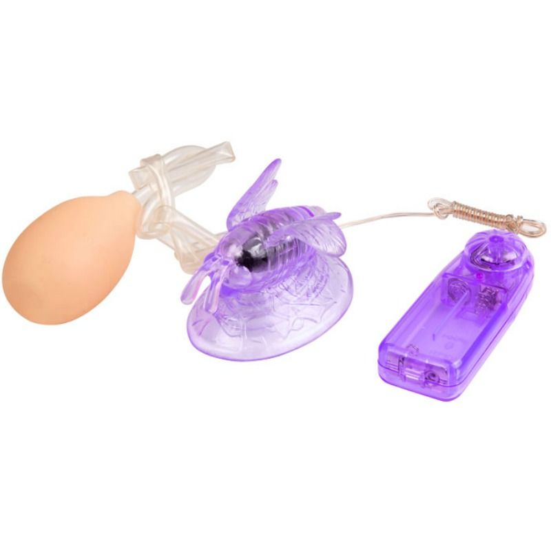 Farfalla vibrante rosa per la stimolazione del clitoride, prodotto BAILE STIMULATING, con dettagli di design e pulsanti di controllo.