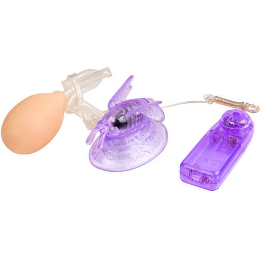 Farfalla vibrante rosa per la stimolazione del clitoride, prodotto BAILE STIMULATING, con dettagli di design e pulsanti di controllo.