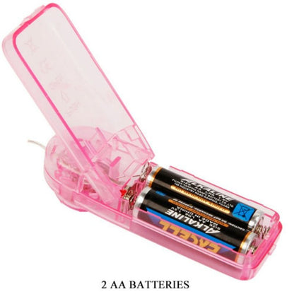 Imbragatura con farfalla vibrante a multivelocità della linea BAILE STIMULATING, dettaglio colorato e stimolante.
